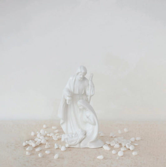 Holy Family Nativity | White Stoneware 7.75in