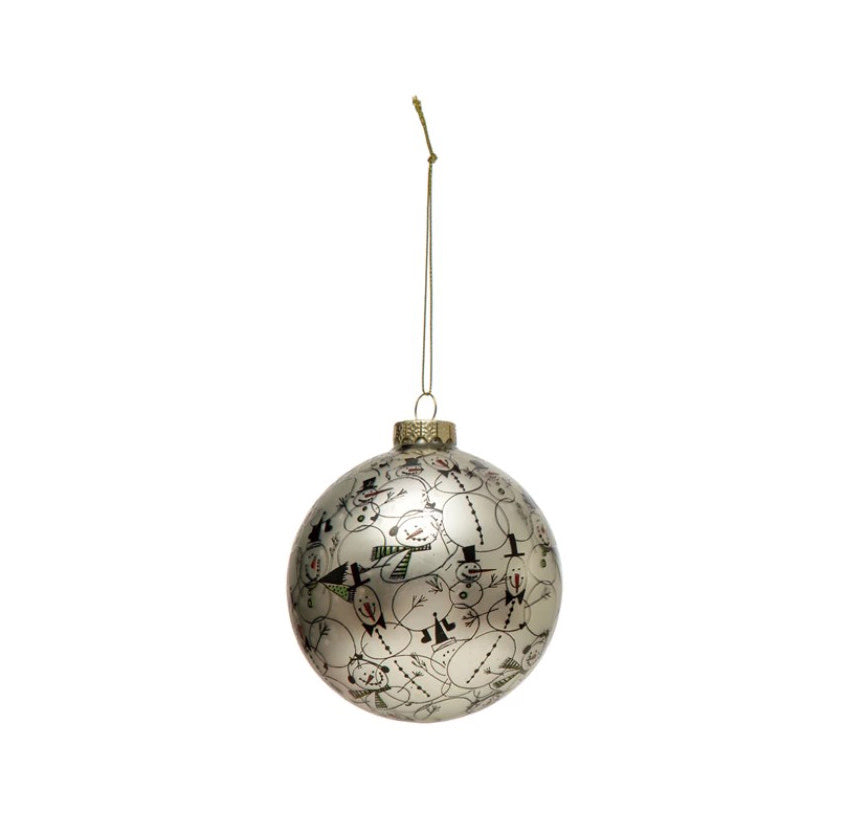 Glass Ball Santa/Snowman Ornament | 4in