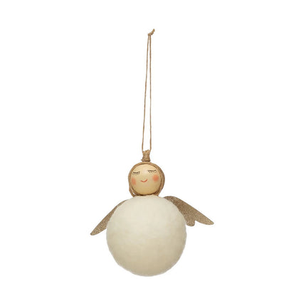 Wool Felt + Wood Angel Ornament | 4in