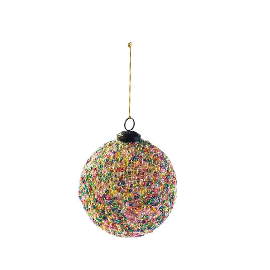 Sequin Multi-Color Recycled Glass Ball Ornament | 3in