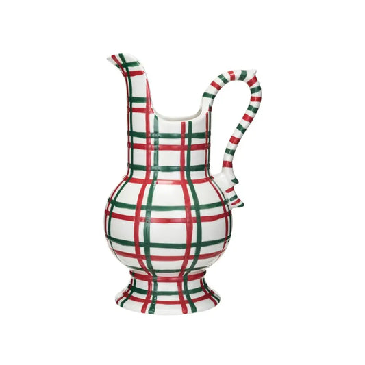 Plaid Hand Painted Stoneware Pitcher | 2q