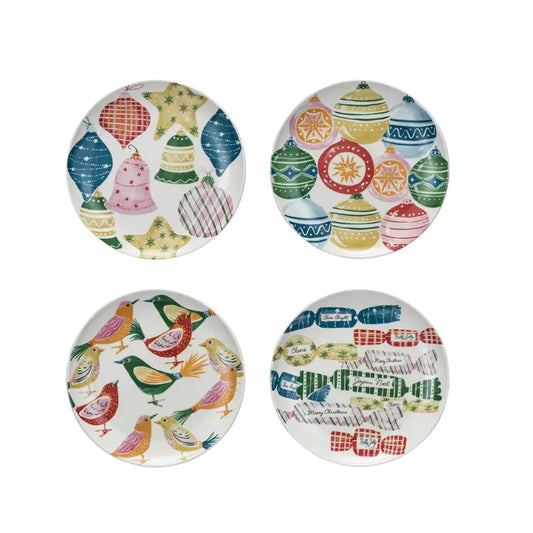 Seasonal Stoneware Plate Set of 4 | 8in Assorted
