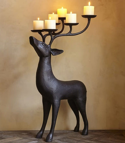 Standing Reindeer Candelabra | Bronze 4ft
