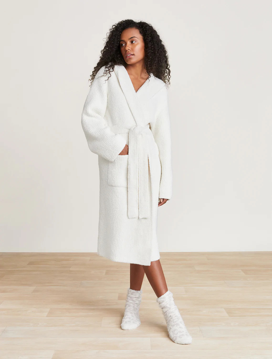 BFD CC Ribbed Hooded Robe CREAM