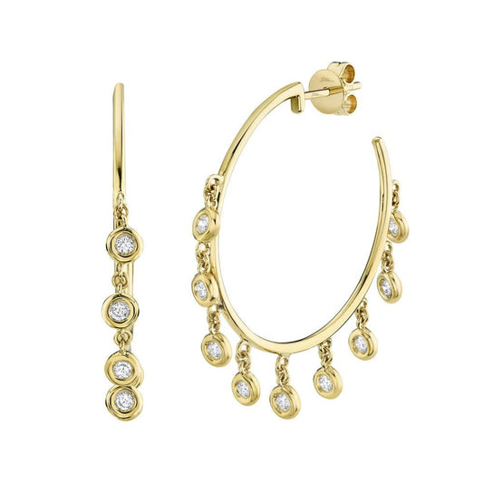 0.45Ct 14K YG Large Diamond Shaker Hoop Earring