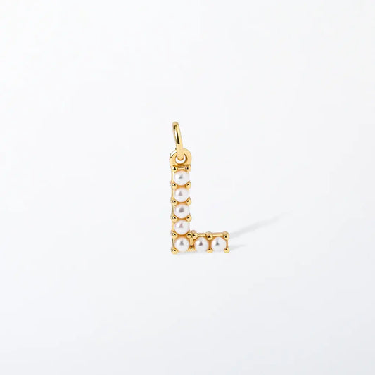 Pearl Initial Charm Pendant | L