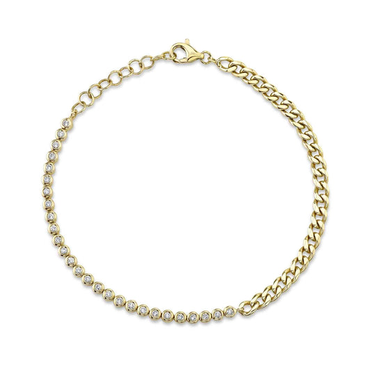 0.28Ct 14K YG Diamond Bezel Link Bracelet