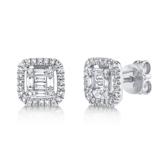 0.43Ct 14K WG Diamond Baguette Stud Earring
