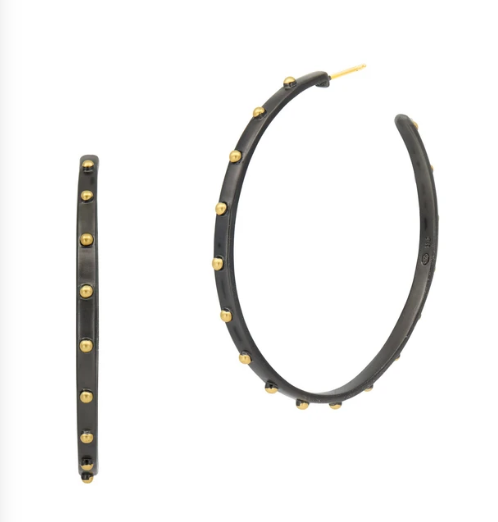 Gold Button Hoop Earring