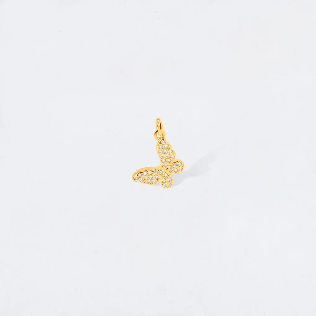 Pave Crystal Butterfly Charm Pendant