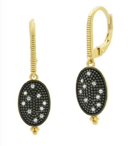 Black Oval Drop Earrings