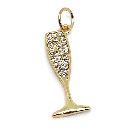 Pave Champagne Glass Charm Pendant