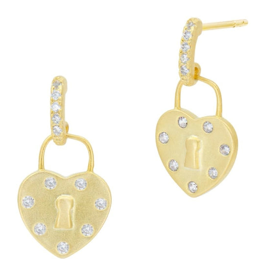 Locked in Love Charm Earrings