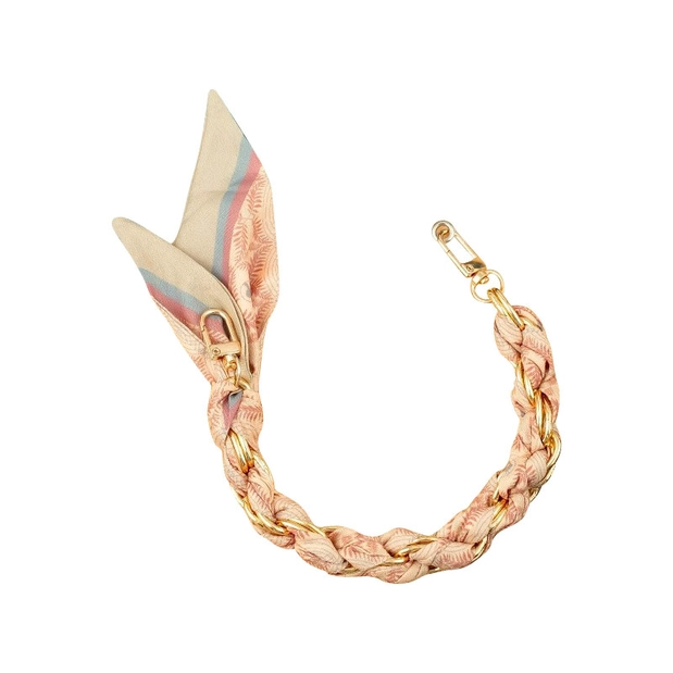 Satin Scarf Gold Phone Chain Wristlet | Cream