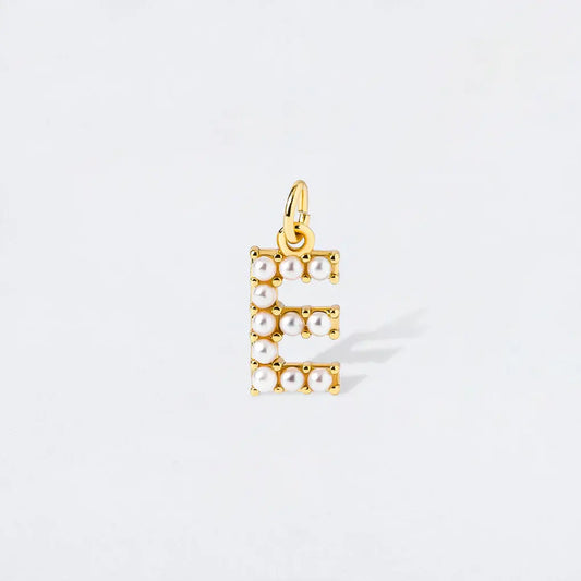 Pearl Initial Charm Pendant | E