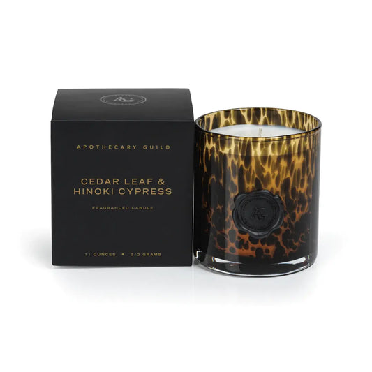 Apothecary Opal Glass Candle Black Jar | Cedar Leaf + Hinoki Gift Box 11 oz