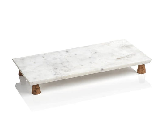 Marble + Acacia Wood Cheese Tray | 16.75x8.75in
