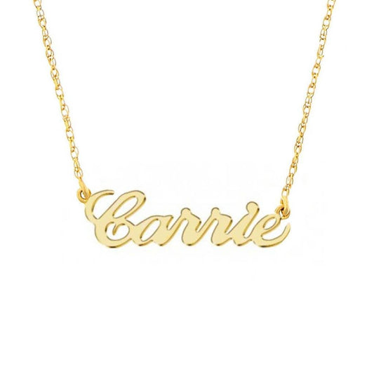 14K Gold Script Name Necklace, 16"