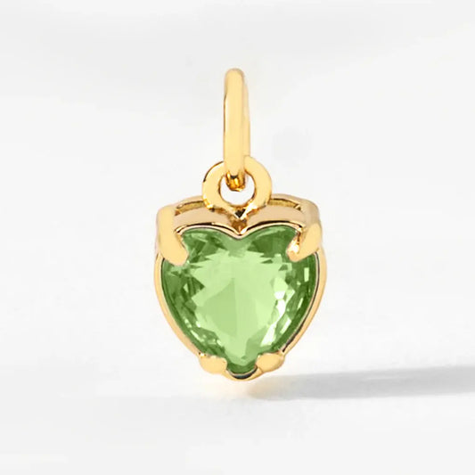 Heart Birthstone Charm Pendant | August Peridot